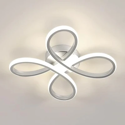 Afbeelding van Comely Led plafondlamp, 30 W, moderne creatieve bloemenvorm, plafondlamp voor slaapkamer, woonkamer, keuken, neutraal licht, 4500 K, diameter cm, zilver