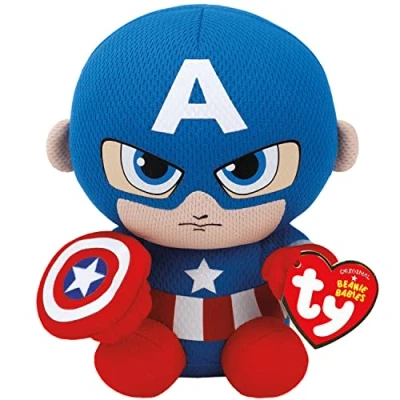 Image de Peluche TY Marvel Beaniee Babies Small Captain America 15 cm