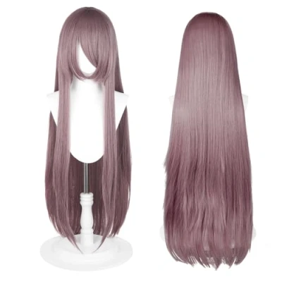 Afbeelding van 100 cm cosplay pruik, universele pruik voor feest, dagelijks gebruik, festival en Halloween, ideaal tv, film personages (paars)