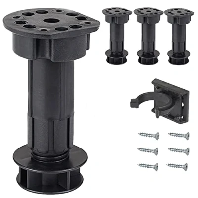 Afbeelding van LouMaxx Set van 4 zwarte verstelbare poten, poten 100 120 mm, voor keuken of badkamer, meubels, montagemateriaal inbegrepen, stabiele meubelpoten, draagvermogen 200 kg