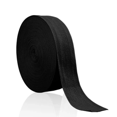 Afbeelding van Katoenen biasband, 25 mm, 45 m, rol van katoen, zwart, voor handwerk, zijdeachtige randen