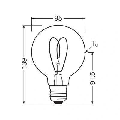 Afbeelding van OSRAM Vintage 1906 Globe, warmwitte, dimbare LED lamp in klassieke bolvorm met gloeidraad, biedt 8 W voor 806 lm, E27 fitting, goudkleurig glas, 95 mm diameter, 2200 K, EEK F.