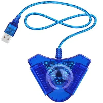 Afbeelding van OSTENT USB adapter conversiekabel voor Sony PS1 PS2 Bedrade Controller Gamepad Joystick naar PC Kleur Blauw