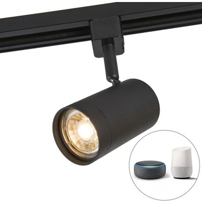 Afbeelding van QAZQA Smart railspot zwart 1 fase incl. Wifi GU10 Jeana