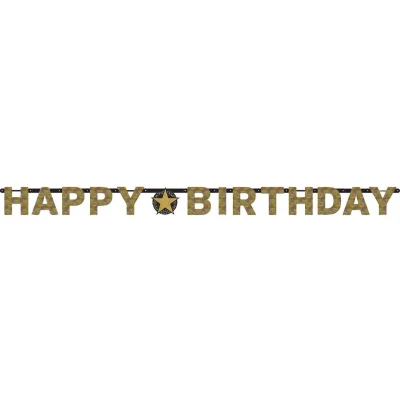 Afbeelding van Letterslinger Happy Birthday Goud 213cm