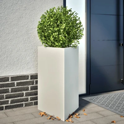 Afbeelding van vidaXL Plantenbak driehoek 50x43x75 cm staal wit