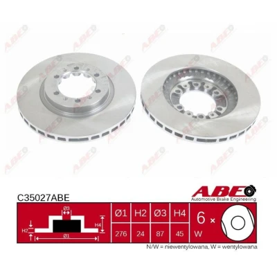 Afbeelding van ABE C35027ABE Remschijf Vooras 276 24 6 Geventileerd Grijs gietijzer MITSUBISHI: L200 / Triton IV Pickup, III Pickup