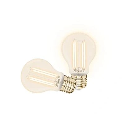 Afbeelding van Trust wifi E27 slimme gloeilamp, compatibel met Alexa en Google Home, vintage lamp, zonder hub, 2,4 GHz, led warm wit licht, koud 2 stuks