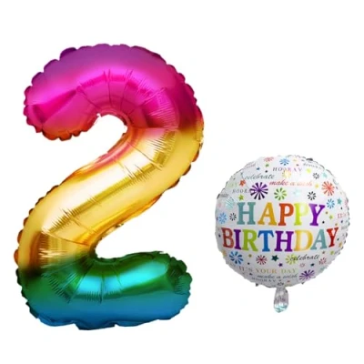 Afbeelding van XXL reuzenballon voor 2e verjaardag, 101 cm + 45 5 m decoratief lint, heliumbestendig, herbruikbaar, verjaardagsdecoratie jongens en meisjes