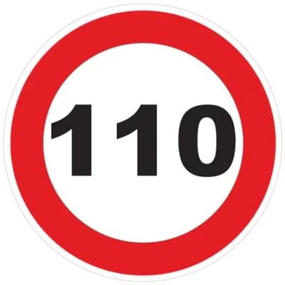 Afbeelding van Sticker snelheidsbegrenzing, rode cirkel, tractor, zwaargewicht, vrachtwagen, 110 km/u, zelfklevend, 10 cm diameter