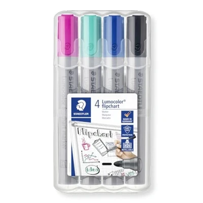 Afbeelding van Viltstift Staedtler 356 voor flipover rond 2mm set à 4 stuks assorti