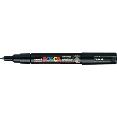 Afbeelding van Uni POSCA paintmarker PC 1MC, 0,7 mm, zwart 6 stuks