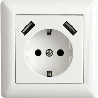 Afbeelding van LEDmaxx 106648 1 voudig Stopcontact (onderbouw) Met USB, Kinderbeveiliging Wit