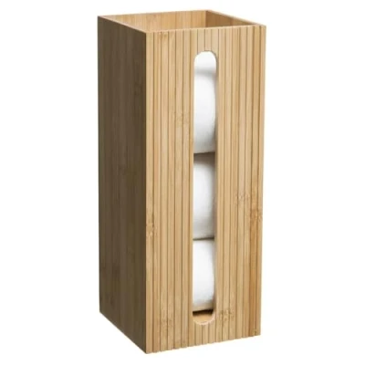 Image de Rangement stock rouleaux papier toilette en bambou 14.5x14.5x36cm