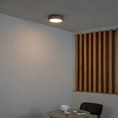 Afbeelding van Anga LED buiten plafondlamp, donkergrijs, beton, Ø 24 cm
