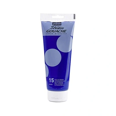 Afbeelding van Pébéo Gouache kleur, 220 ml, tube, fijne kwaliteit, ideaal voor studie, 1 tube van ultramarijnblauw