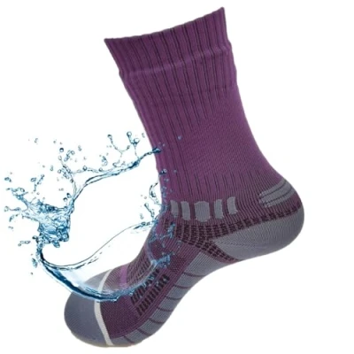Afbeelding van Kadem® Waterdichte sokken voor watersport, wintersport, kamperen, vissen, trekking, zeilen, wandelen, golf, hardlopen, fietsen, raften, Wudu Mest Corap, roeien, Lila.