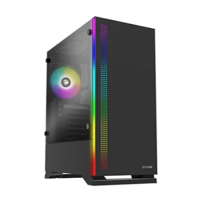 Image de Zalman S5 Tour ATX panneau latéral fenêtré (verre trempé) pas d&#039;alimentation (ATX) noir USB/Audio