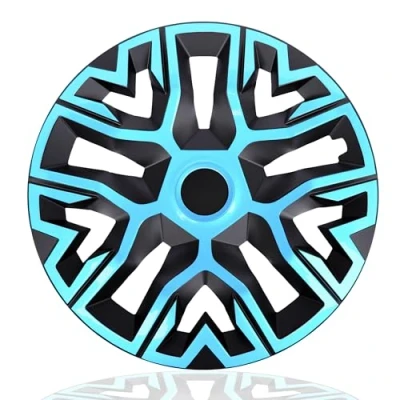 Afbeelding van NRM The Best Set van 4 tweekleurige wieldoppen Azure/Black 16 inch voor stalen velgen azuur/zwart