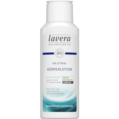 Afbeelding van lavera Neutrale bodylotion biologische nachtkaarsen natuurlijke milde hydraterende verzorging veganistische medische voor de gevoelige huid zonder conserveringsmiddelen pH neutraal 200 ml