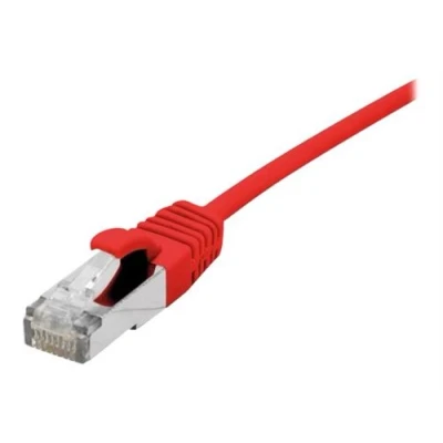 Image de Dexlan Cordon de raccordement RJ 45 (M) pour 1 m 4.8 mm SFTP CAT 6a sans halogène, crochet rouge