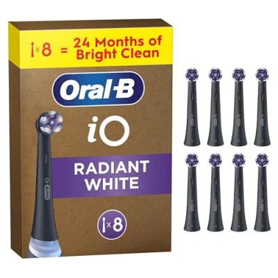 Afbeelding van Oral B iO Series Radiant White Zwart Originele opzetborstels voor wittere tanden 8 Stuks