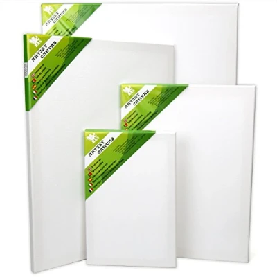 Afbeelding van H&amp;S Set van 4 witte katoenen doeken op stevig grenen spieraam 20 x 30 cm, 40 50 cm en 60 ook geschikt voor acrylverf Tuval