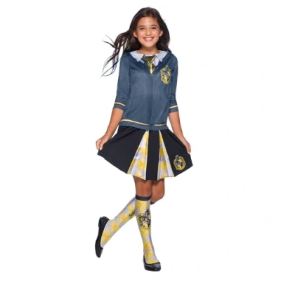 Afbeelding van Rubies Harry Potter Kostuum Hufflepuff Top Meisje Blauw, Geel Maat 104 Carnavalskleding Verkleedkleding