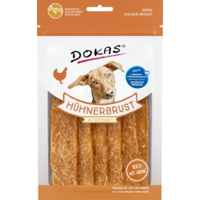 Afbeelding van Dokas Hunde Snack getrocknet 70g (12 Stück) Hühnerbrust