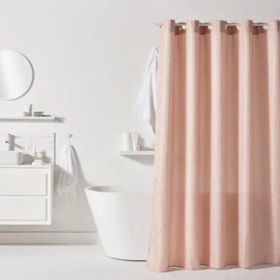 Image de Rideau de douche gauffré Pink Polyester 180 x 200 cm 12 crochets UTILITY