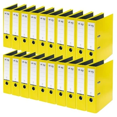 Afbeelding van von Leitz 10550015 set van 20 A4 mappen karton met kunststof omslag, rug 80 mm, voor 600 vellen, motief blauwe engel en FSC gecertificeerd, school, studie thuis, geel