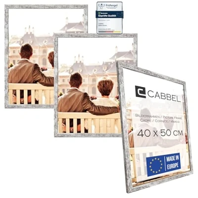 Afbeelding van CABBEL Set van drie (3 stuks) fotolijsten 40 x 50 cm MDF berkenhouten lijst met onbreekbaar plexiglas/modern