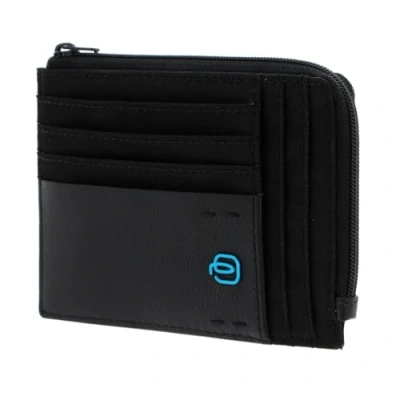 Afbeelding van PIQUADRO Kaarthouder P16 Zipper Coin Pouch Chevron / Nero Zwart