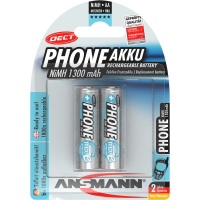 Afbeelding van Ansmann NiMH batterij Mignon 1300mAh DECT dubbele blister