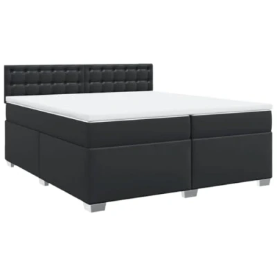 Image de vidaXL Sommier à lattes de lit avec matelas Noir 200x200 cm Similicuir