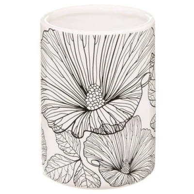 Afbeelding van 5Five Black Flora Bekertje Ø8xH10cm Multi