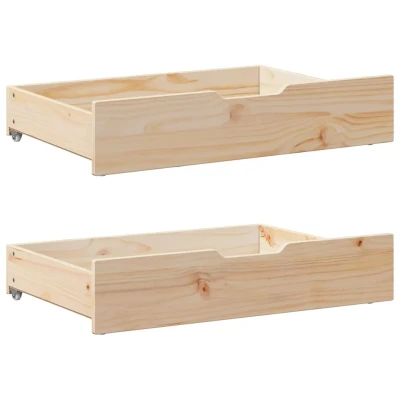 Afbeelding van vidaXL Bedlades 2 st met wieltjes 85x55x16 cm massief grenenhout