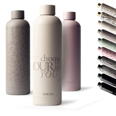 Afbeelding van MAMEIDO thermosfles, 750 ml, roestvrij staal, waterdicht, BPA vrij, houdt de kou tot 24 uur, warmte 12 uur (Striving Me, 0,75 l)