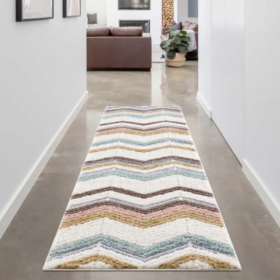 Afbeelding van Vloerkleed Focus Molly Hoogpolig Fluffy Scandinavisch Multi 80x300 CM