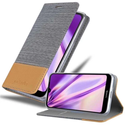 Afbeelding van Cadorabo Hoesje geschikt voor Nokia 4.2 in LICHTGRIJS BRUIN Beschermhoes met magnetische sluiting, standfunctie en kaartvakje Book Case Cover Etui