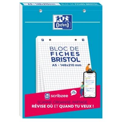 Image de Bloc notes de 30 fiches A5 quadrillées Oxford Bristol 2.0