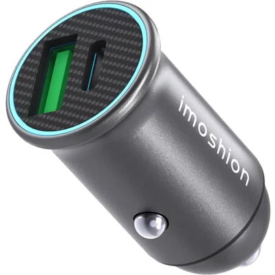 Afbeelding van iMoshion Autolader USB C &amp; A Snellader 60W Compacte Auto Oplader Zwart