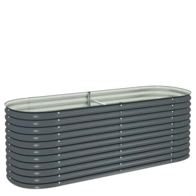 Afbeelding van vidaXL Plantenbak verhoogd 240x80x81 cm gegalvaniseerd staal grijs