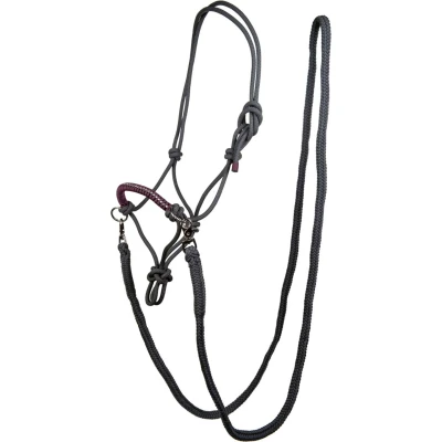 Afbeelding van HKM Touwhalster Strass met Teugel Donkergrijs/Grapevine Pony