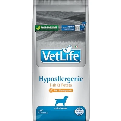 Afbeelding van Vet Life hondenvoeding Hypoallergenic Vis met Aardappel 12 kg.