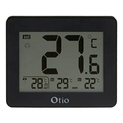 Afbeelding van Binnen /buitenthermometer, bekabeld, zwart Otio