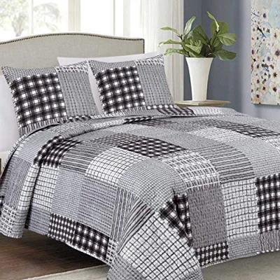 Afbeelding van Euromat Gewatteerde sprei met 2 kussenslopen 40 x cm zwart grijs wit 017 220 240