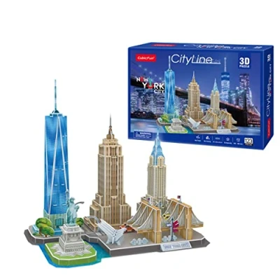Afbeelding van 3D puzzel New York Cityline: voor kinderen vanaf 8 jaar volwassenen eenvoudig te monteren 123 stukjes