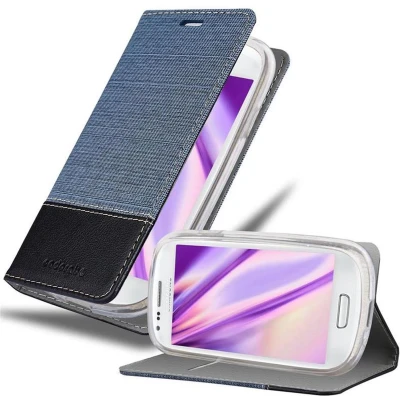 Afbeelding van Cadorabo Hoesje geschikt voor Samsung Galaxy S3 MINI in DONKERBLAUW ZWART Beschermhoes met magnetische sluiting, standfunctie en kaartvakje Book Case Cover Etui