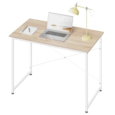 Afbeelding van WOLTU Petit bureau d&#039;ordinateur 100 x 50 cm en bois dérivé du Structure métal Peu encombrant Pour bureau, maison, chambre à coucher Chêne clair